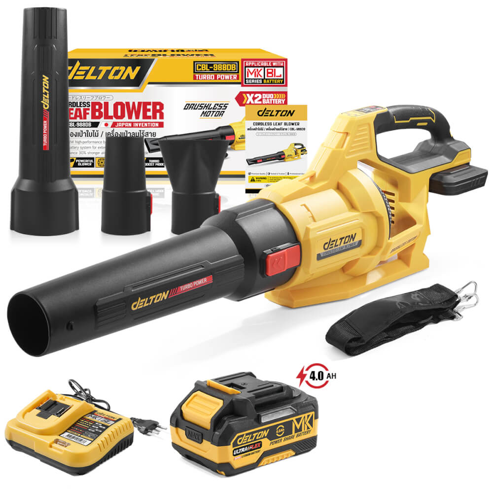 เครื่องเป่าใบไม้ไร้สาย (พร้อมแบตเตอรี่) DELTON รุ่น CBL-988DB 4,000 วัตต์